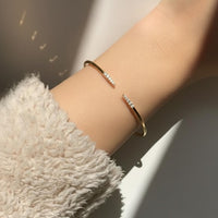 Gold Diamond Open Bangle Bracelet Round Cut Bracelet