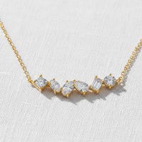 14K Gold Multi Shape Diamond Pendant Necklace