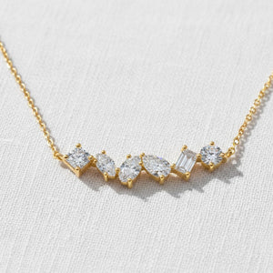 14K Gold Multi Shape Diamond Pendant Necklace