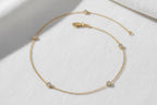 Diamond Solitaire Bracelet / Round Brilliant Cut Bezel Set Diamond Bracelet / 14k Gold Diamond by the Yard Bracelet / Gift for Her