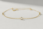 Diamond Solitaire Bracelet / Round Brilliant Cut Bezel Set Diamond Bracelet / 14k Gold Diamond by the Yard Bracelet / Gift for Her