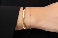 14K Gold Diamond Solitaire Bracelet, Round Brilliant Bezel Set