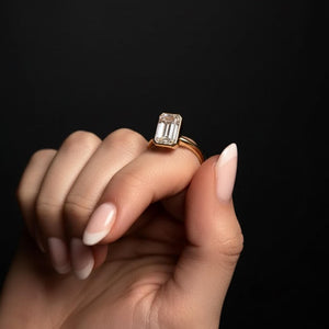 2CT Emerald Cut Lab Diamond Solitaire Ring 14K in Yellow Gold IGI Certified