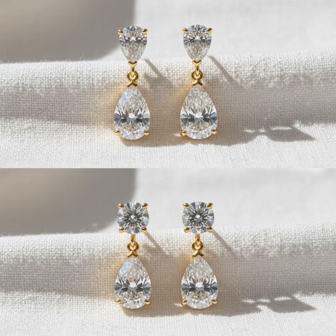 Pear Cut Diamond Drop Wedding Earrings