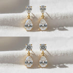 Pear Cut Diamond Wedding Earrings in 14K Yellow Gold, Elegant Drop Earrings for Women, Perfect Anniversary Gift for Her