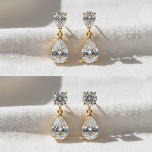Pear Cut Diamond Drop Wedding Earrings