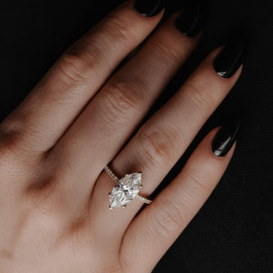 2.5ct Marquise Lab Diamond Engagement Ring Hidden Halo IGI Certified
