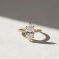 Romantic & Elegant 2.5 Carat Marquise Cut Diamond Ring / 14k Rose Gold Engagement Ring / Pavé Side Stones Band / Hidden Halo Lab Grown Ring