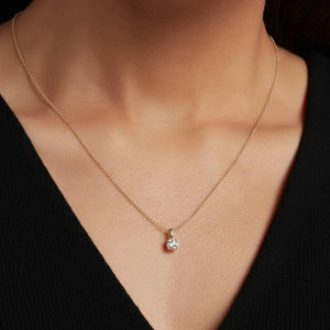 14K Gold Round Diamond Solitaire Pendant Necklace