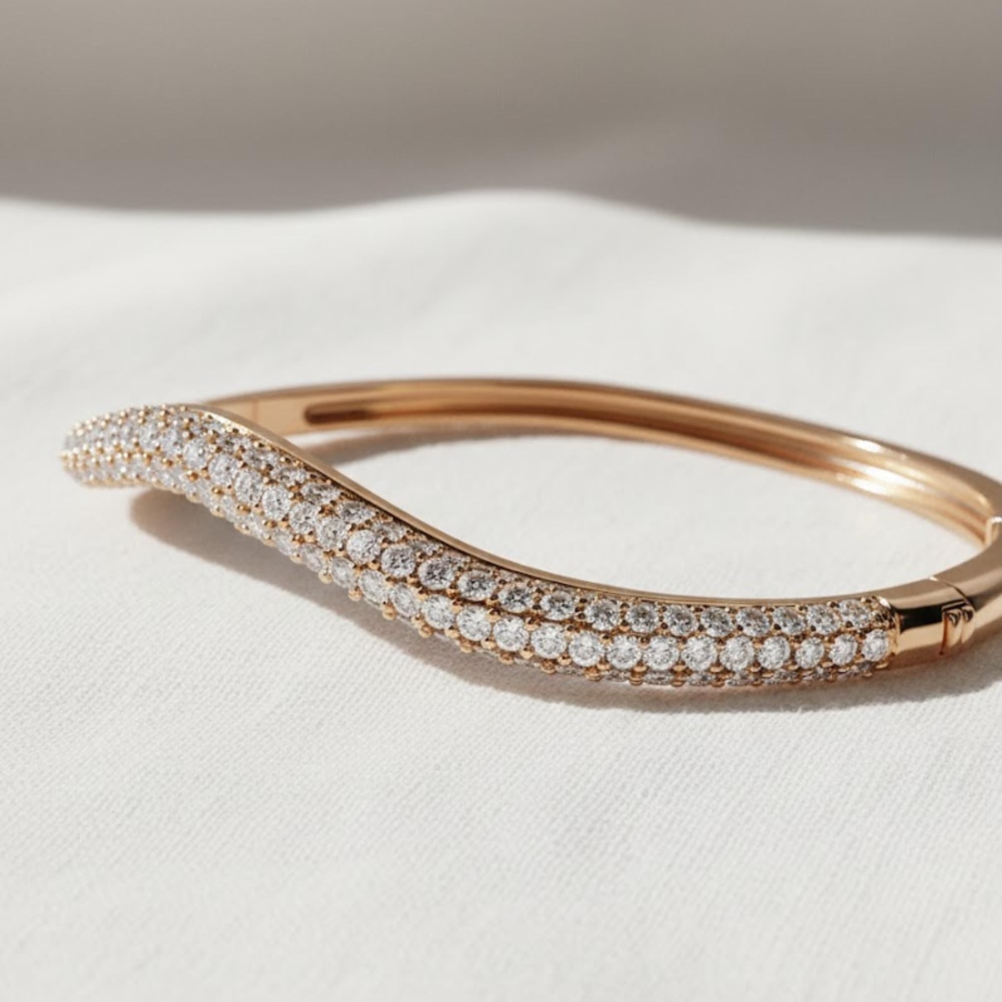 Triple Row Round Diamond Bracelet