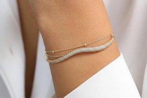 2.00 CTW Round Diamond Bangle Bracelet Silver Stackable Bracelet