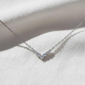 14K Solid Gold Diamond Chevron Necklace