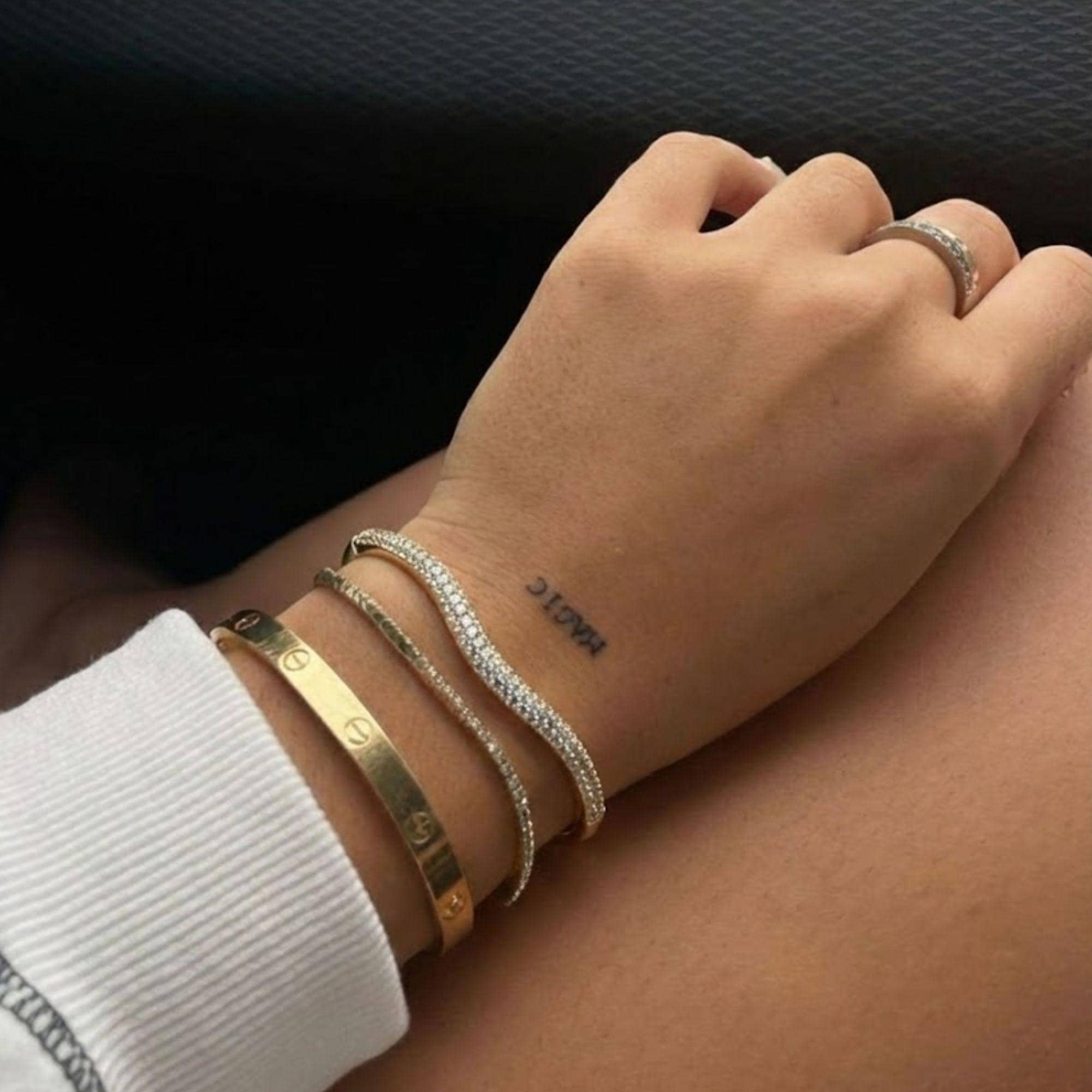 2.00 CTW Round Diamond Bangle Bracelet Silver Stackable Bracelet