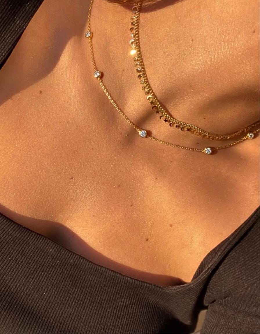 Diamond Choker Necklace with Bezel Diamonds