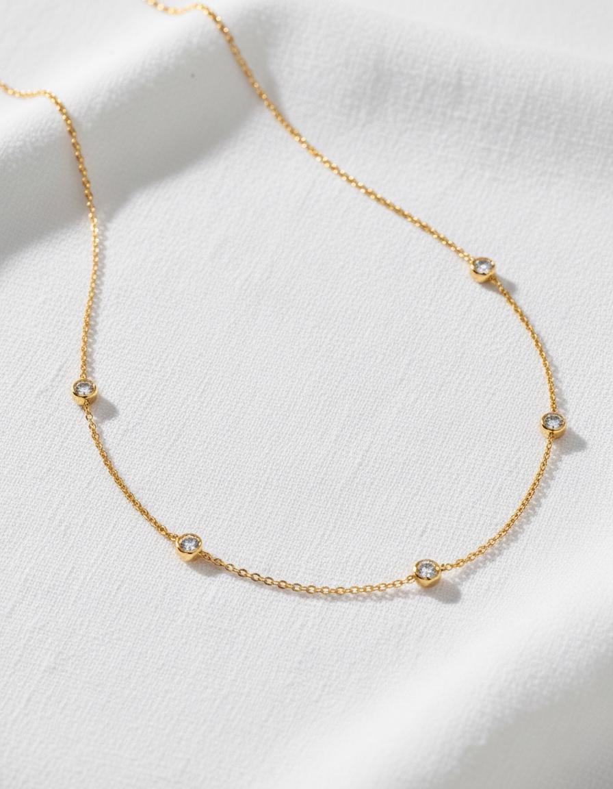 Diamond Choker Necklace with Bezel Diamonds