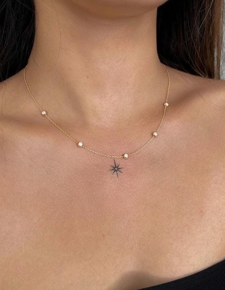 Diamond Choker Necklace with Bezel Diamonds