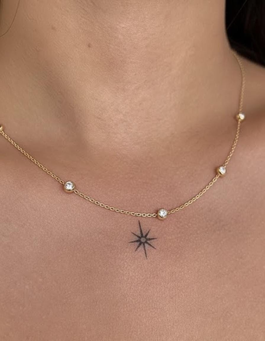 Diamond Choker Necklace with Bezel Diamonds