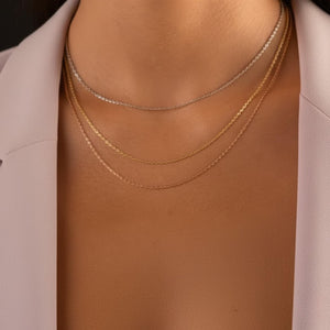 14K Solid Gold Dainty Layering Chain Necklace