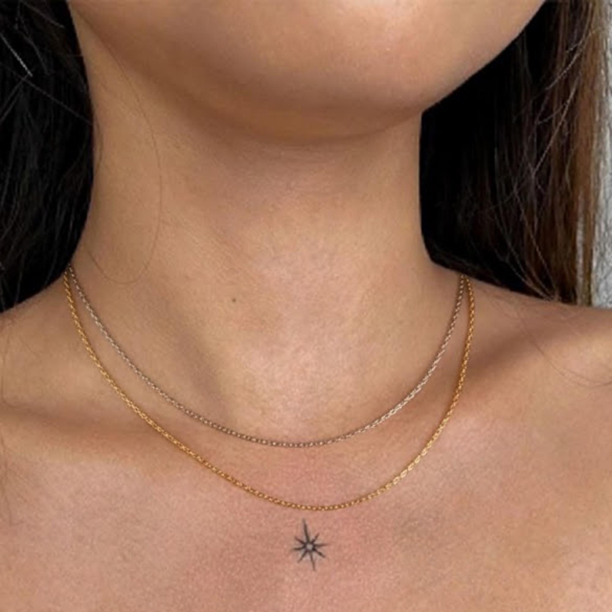 14K Solid Gold Dainty Layering Chain Necklace
