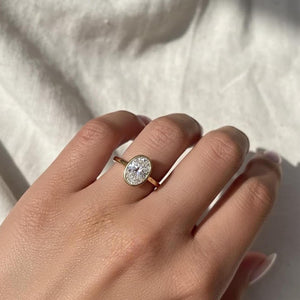 Oval Lab Diamond Cathedral Engagement Ring