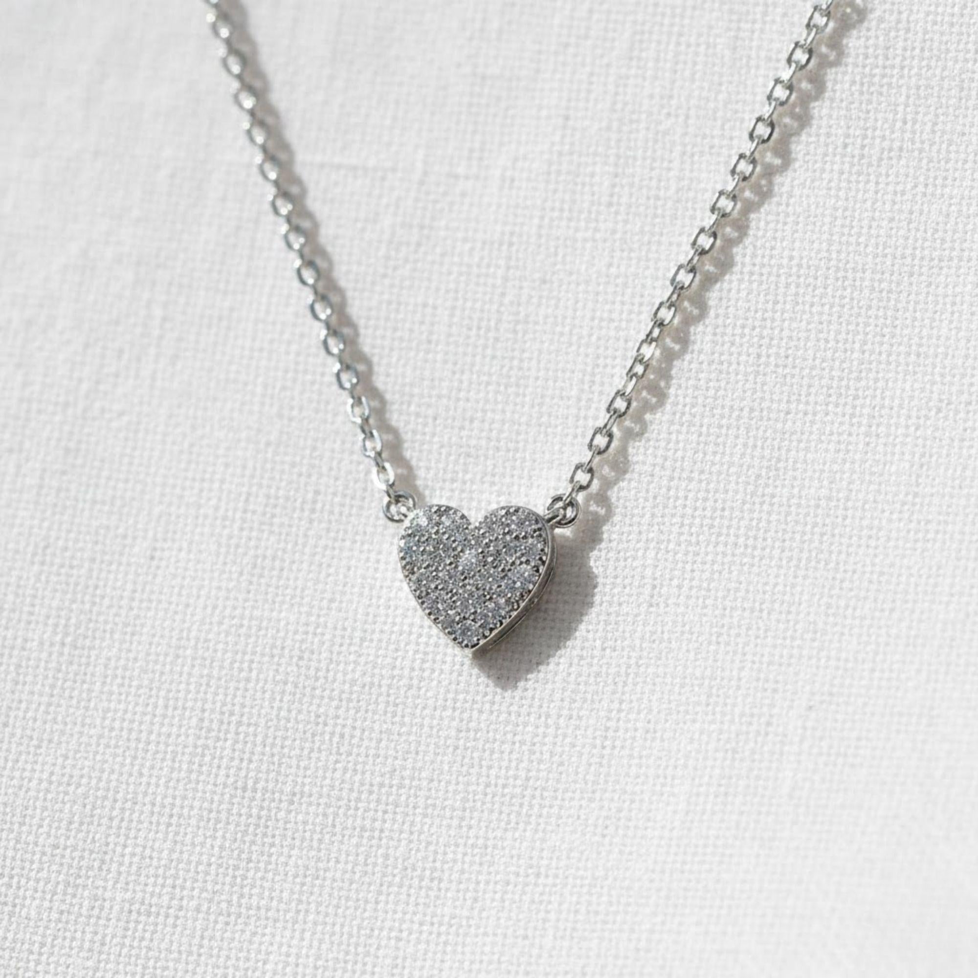 14K Gold Heart Shaped Diamond Necklace
