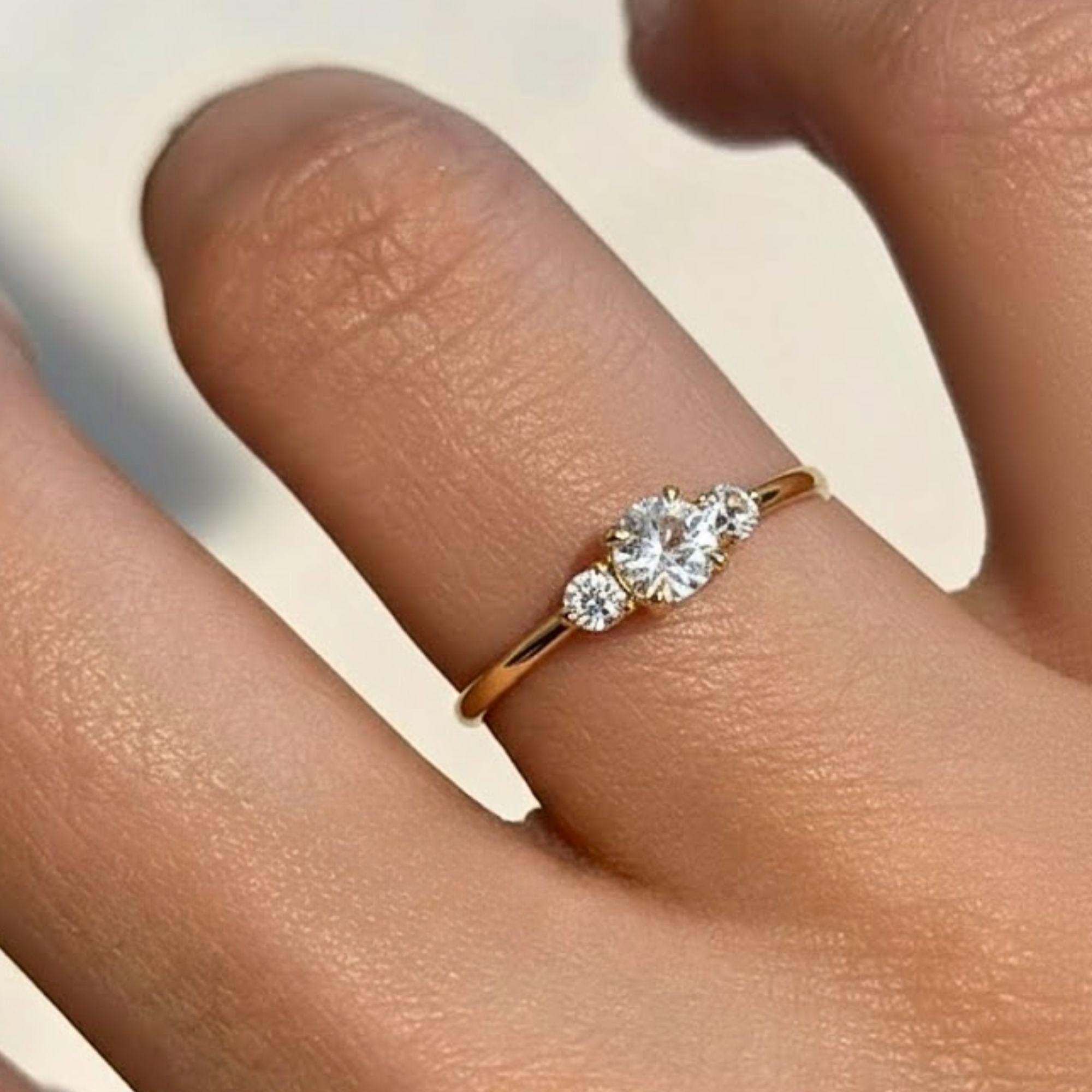 Dainty Round Lab Diamond Prong Set Promise Ring