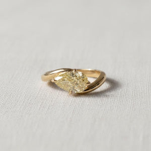 Yellow Pear Lab Diamond Pinky Ring, IGI Certified