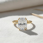 Cushion cut diamond Engagement Ring Unique Vintage 4 Carat Lab Grown Diamond Engagement Ring 14K Solid Gold IGI Certified Diamond Ring.