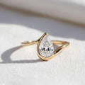 Pear Cut Engagement Ring, Lab Grown Diamond Ring, Wedding Rings for Women, Half Bezel Ring, Handmade Jewelry by EmoraDiamonds, IGI Certified