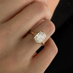 2 Carat Elongated Cushion E VS1 Lab Grown Diamond Bezel Set Ring / Delicate Split Shank Engagement Ring / Elongated Diamond Art Deco Design