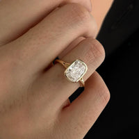 Elongated Cushion Bezel Set Engagement Ring