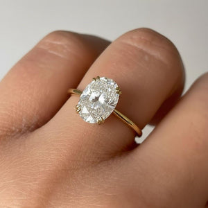 Oval Lab Diamond Hidden Halo Engagement Ring 14K Gold