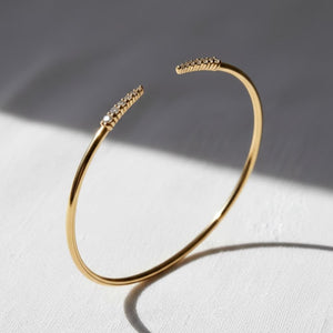 Gold Diamond Open Bangle Bracelet Round Cut Bracelet