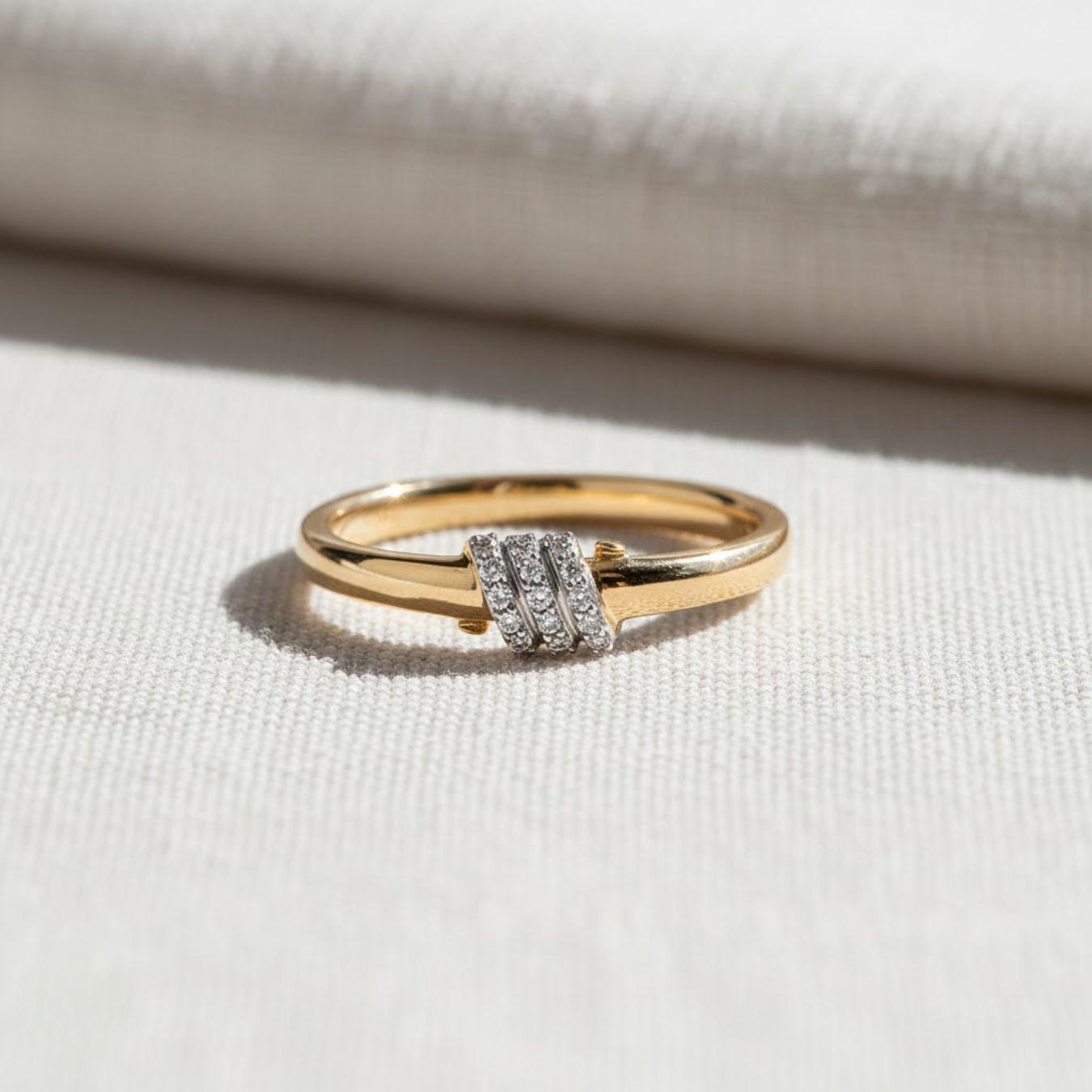 14K Gold Twisted Wedding Band Lab Diamond Sterling Silver Ring