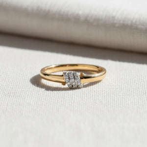 14K Gold Twisted Wedding Band Lab Diamond Sterling Silver Ring