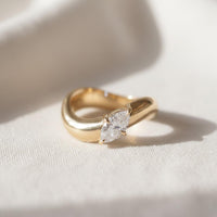 0.50 Ct Marquise Lab Diamond East West Solitaire Ring
