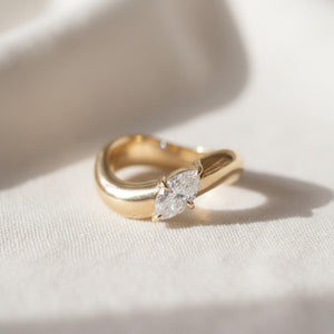 0.50 Ct Marquise Lab Diamond East West Solitaire Ring