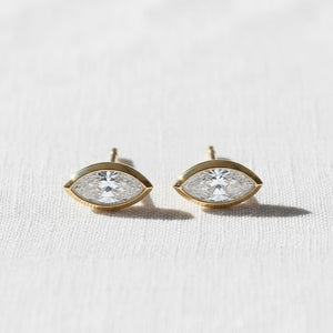 14K Solid Gold Marquise Lab Grown Diamond Stud Earring (0.50ct)