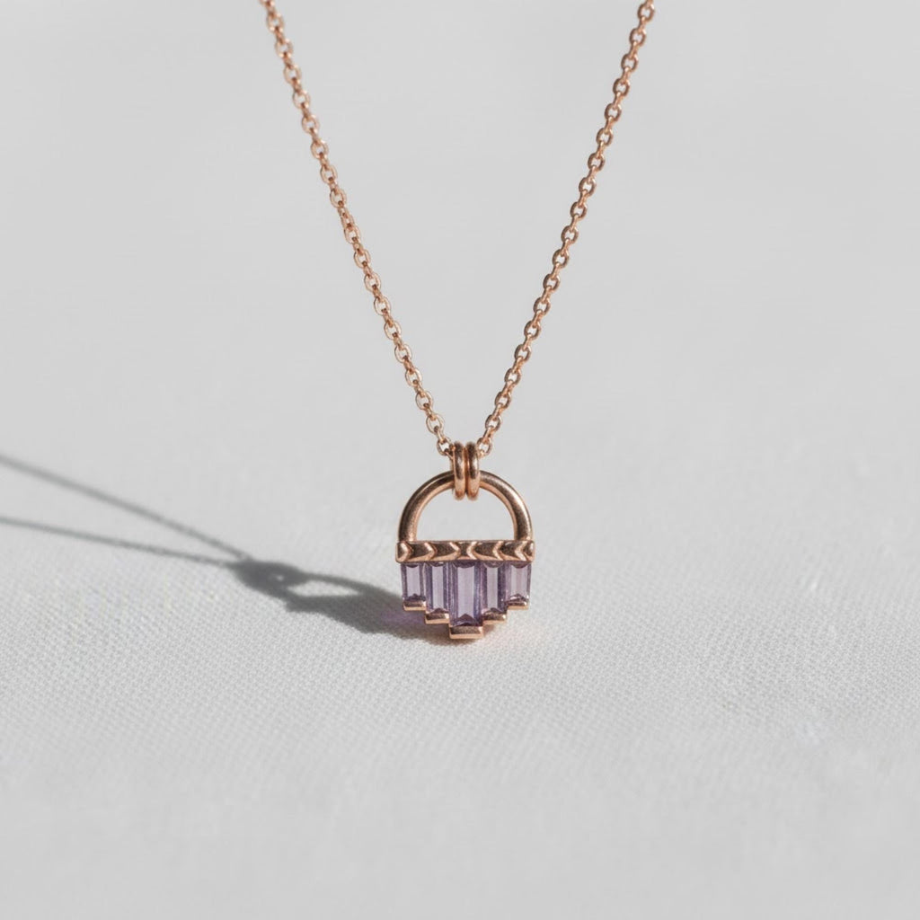 Baguette Cut Sapphire Necklace, September Birthstone, 14K Solid Gold Gemstone Necklace, Minimalist Sapphire Charm, Birthstone Necklace