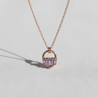 Baguette Cut Sapphire Birthstone Necklace, 14K Solid Gold