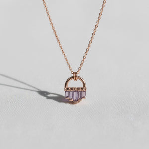 Baguette Cut Sapphire Birthstone Necklace, 14K Solid Gold