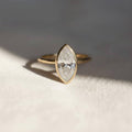 2 Carat Marquise Lab Diamond Engagement Ring | Bezel Set 14K Gold Ring | Anniversary Gift for Her | Mother's Day Gift Ring