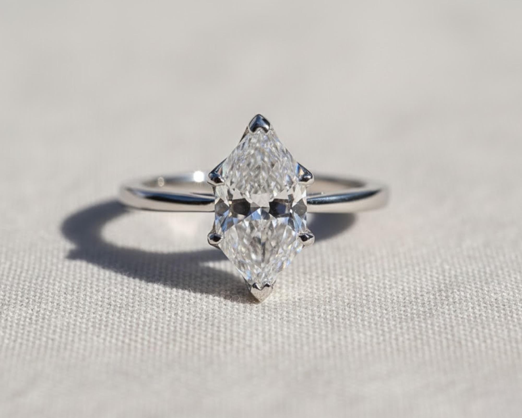 Dutch Marquise Engagement Ring, Lab Diamond