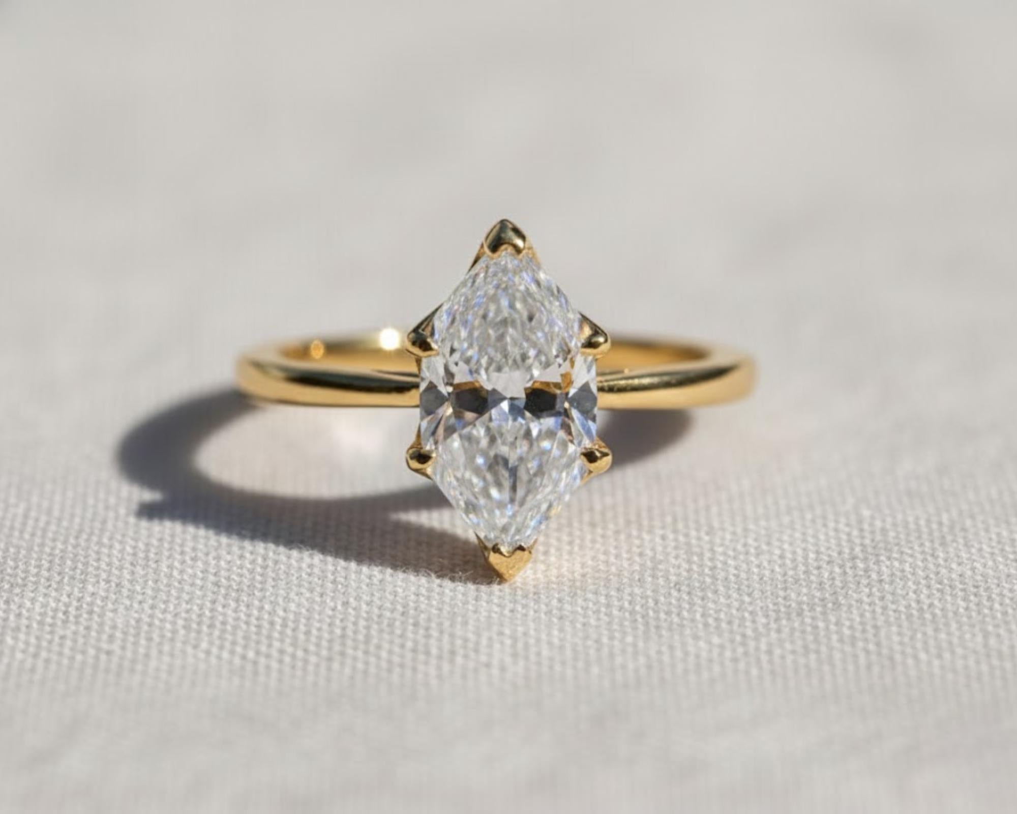 Dutch Marquise Engagement Ring, Lab Diamond