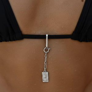 Round Diamond Charm Connector, Silver Screw Clasp