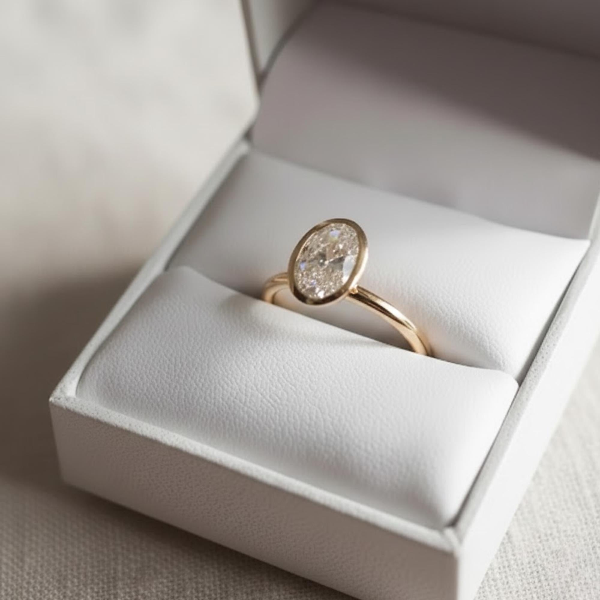 2 Ct Oval Bezel Set Diamond Ring