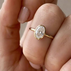 2 Ct Oval Bezel Set Diamond Ring