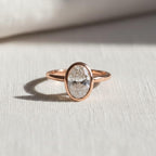 2 CT Oval Bezel Lab Grown Diamond Ring , Oval Lab Diamond Engagement Ring , Bezel Setting Engagement Ring , Vintage Inspired Diamond Ring