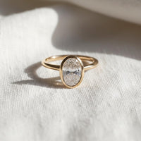 2 Ct Oval Bezel Set Diamond Ring
