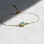 Diamond Single Bezel Bracelet, Simple Diamond Bracelet, Solitaire Diamond Bracelet, Opal Diamond Bracelet, 14k Rose, White, Yellow